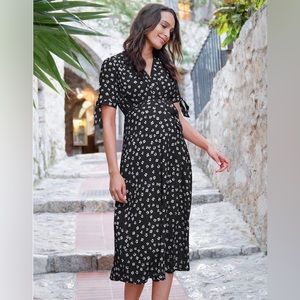 Seraphine Black Midi Wrap Maternity Dress. Size 14